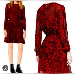 Michael Kors Red and black leopard print mini dress Size S
